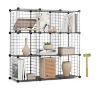 Newlux - Estantería Almacenaje Multiuso 9 Cubos (94,5x94,5x31,5cm), hasta 90Kg Capacidad. Estantería Metálica de Hierro Modular | Zapatero o Armario Abierto, Negro