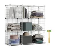 Newlux - Estantería Almacenaje Multiuso 9 Cubos (94,5x94,5x31,5cm), hasta 90Kg Capacidad. Estantería Metálica de Hierro Modular | Zapatero o Armario Abierto, Blanco