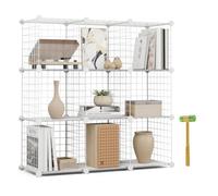 Newlux - Estantería Almacenaje Multiuso 9 Cubos (94,5x94,5x31,5cm), hasta 90Kg Capacidad. Estantería Metálica de Hierro Modular | Zapatero o Armario Abierto, Blanco