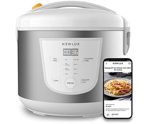 NEWLUX - Robot de Cocina Multifunción 5L SmartChef V50 con Cubeta Antiadherente, Programable 24H, 9 Funciones y 8 Menús automáticos. Mantiene Caliente 24H, Blanco