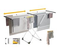 Newlux-Tendedero Extensible Expansion V25 Telescópico 21m Capacidad (189x57x92,5cm), Estructura Super Estable, Barras XXL Extra Gruesas. Tendedero Plegable con Ruedas y Soporte para Calcetines, Blanco