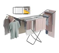 Newlux - Tendedero Plegable con Alas Stand V20, 180x55x112 cm, 19 Metros de Capacidad. Tenderete de Ropa Plegable Metálico con Rail Deslizante, Soporta 17 Kg, Ideal para Interior y Exterior, Negro