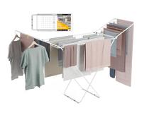 Newlux - Tendedero Plegable con Alas Stand V20, 180x55x112 cm, 19 Metros de Capacidad. Tenderete de Ropa Plegable Metálico con Rail Deslizante, Soporta 17 Kg, Ideal para Interior y Exterior, Blanco