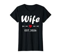 Newlywed Marriage Quote Minimalist Simple Wife EST 2026 Camiseta