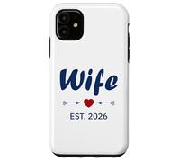 Newlywed Marriage Quote Minimalist Simple Wife EST 2026 Carcasa para iPhone 11
