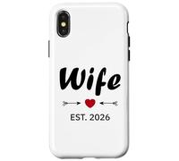 Newlywed Marriage Quote Minimalist Simple Wife EST 2026 Carcasa para iPhone X/XS