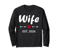 Newlywed Marriage Quote Minimalist Simple Wife EST 2026 Manga Larga
