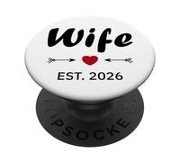 Newlywed Marriage Quote Minimalist Simple Wife EST 2026 PopSockets PopGrip Adhesivo