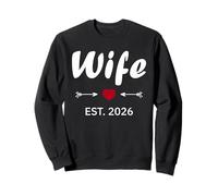 Newlywed Marriage Quote Minimalist Simple Wife EST 2026 Sudadera