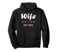 Newlywed Marriage Quote Minimalist Simple Wife EST 2026 Sudadera con Capucha