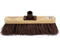 Newman and Cole Cabezal de escoba de madera de 12 pulgadas con cerdas duras naturales rígidas, cabezal de escoba de madera de repuesto para barrido de cepillos de jardín al aire libre, patio, cabezal