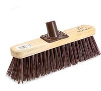 Newman and Cole Cabezal de escoba de madera de 12 pulgadas con cerdas sintéticas de PVC duro, cabezal de escoba de repuesto para barrido de cepillos de jardín al aire libre, cabezal de barredora de