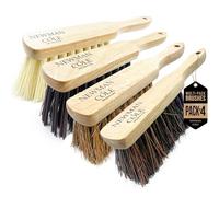 Newman and Cole Cepillos de mano de madera natural, elige entre cepillo de cerdas duras duras o cepillo suave con cerdas naturales o sintéticas (paquete múltiple de 4 cepillos de mano multiusos)