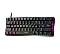 Newmen Teclado mecánico GM611, teclado mecánico con retroiluminación LED arcoíris, para juegos, compacto, mini 61 teclas, portátil, 60%, teclado mecánico con teclas negras, para Windows, laptop, PC