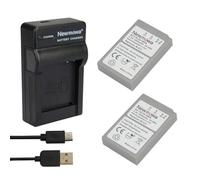 Newmowa BLS-5 Kit de batería de Repuesto (Paquete de 2) y Cargador USB portátil para Olympus BLS-5, BLS-50, PS-BLS5 y Olympus OM-D E-M10, Pen E-PL2, E-PL5, E-PL6, E-PL7, E-PM2 y Stylus 1