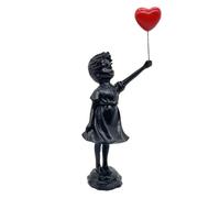 Newmyth Figura de niña Linda con Globo de Resina para decoración del hogar, Estatua de Banksy con Globo de corazón Rojo, Escultura de Arte Moderno para decoración de estantería de Mesa