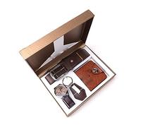 NEWNAN Cajas para Hombres Reloj De Cuarzo Cinturón Monedero Llavero Conjunto Cumpleaños De Negocios Regalo De Año White-Patch Five-Pointed Star4