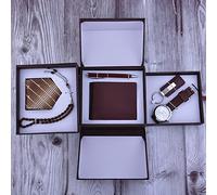 NEWNAN Nueva Personalidad Creativa Caja de Regalo para Hombres Reloj Corbata Monedero Llavero Pluma 6 Piezas/Set Regalo de Regalo (Color : White-Patch Five-Pointed Star4)