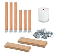 Newoutset 120 Pcs Mechas para Velas de Madera con Soportes de Hierro, Mecha para Velas de Madera Natural sin Humo para Hacer Velass Manualidades, Bricolaje, Decoración(13 x 130 mm, 13 x 150 mm)