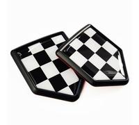 Newperlite Calcomanía con emblema de bandera de carreras a cuadros en blanco y negro para coche de carreras, banderas cromadas, paquete de 2