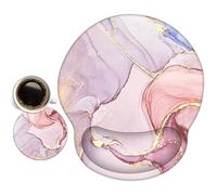 newplenty Alfombrilla de ratón con reposamuñecas, alfombrilla de ratón con cojín de gel, alfombrilla de ratón ergonómica con posavasos para ordenador, portátil (mármol 3)