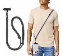 newplenty Cadena universal para teléfono móvil, correa para colgar de doble capa, cordón para teléfono móvil con parche, ajustable para combinar con cualquier funda, gris, Talla única
