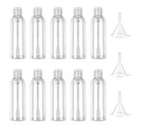 Newpop 10 Piezas Botes Viaje Rellenables 100ml, Botes de Viaje Avion Plastico con 3 Embudos, Botellas de Viaje Transparentes, Envases para Viajar en Avion para Toner, Gel de Ducha, Loción, Champú