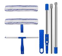 Newpop 2 En 1 Rasqueta Limpiacristales Telescopico Kit, Escobilla de Goma para Suelo, Escoba de Agua,120cm Palo Limpiacristales Extensible, Limpiador de Ventanas, Silicona Limpieza Cristales
