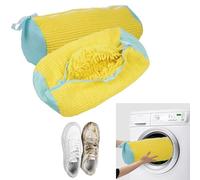 Newpop 2 piezas Bolsa para Lavar Zapatillas en Lavadora, Bolsas para Lavado de Zapatos, Bolsa de Lavandería con Cremallera, Lavadora Saco de Malla Reutilizable 360° Wrap-around, 39x19CM (amarillo)
