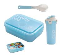 Newpop Fiambrera con 3 Compartimentos y Cuchara Tenedor 1400ml, lunch box Sin BPA Hermetica fugas, bento box para Microondas y Lavavajillas, loncheras para Adultos Niños Escuela Trabajo, verde