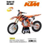 New Ray KTM 450 SX-F Motocicleta #2 Cooper Webb Red Bull KTM Factory Racing 1/12 Modelo fundido a presión