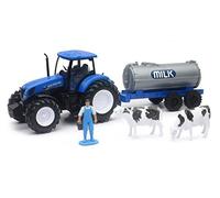 NewRay-TRACTEUR New Holland T7.270 + CITERNE A Lait Avec 1 PERSONNAGE ET 2 Vaches Tractor Miniatura, Color Verde Ray 05523 A