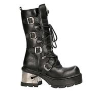 NEWROCK 373-S33 Botas Negras De Cuero 100% Para Damas Goth Punk Emo Rock Biker