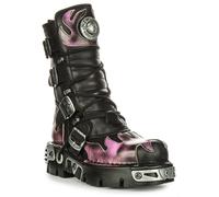 NEWROCK 591 Reactor 90S Llama Estampado 4 Hebillas Mujer Botas Charol Negro GB 4