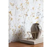 Newroom Lunara papel pintado TNT ocre floral para dormitorio y salón - pared lavable 10,05x0,53m fabricado en Alemania se retira en seco se retira en seco