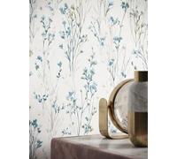Newroom Lunara papel pintado TNT turquesa floral para dormitorio y salón - pared lavable 10,05x0,53m fabricado en Alemania se retira en seco