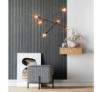 NEWROOM Papel pintado Antracita Madera Tejido no Tejido - Escandinavo Negro Paneles Listones Moderno