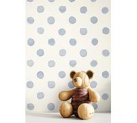 Newroom papel pintado azul círculos lunares habitación infantil bebé | Acuarela suave sobre crema, mate, TNT no tejido, patrón continuo, estilo nórdico marinero, cuarto de juegos