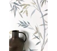 Newroom papel pintado beige jungla bambú acuarela dormitorio salón
