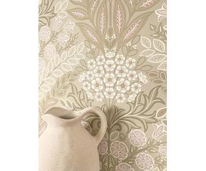 Newroom Papel Pintado Beige No Tejido Floral - Romántico 3D Flores Ornamentos para Salón Dormitorio