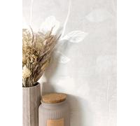 NEWROOM Papel pintado Blanco Flores Tejido no Tejido - Floral Crema Hojas Plantas Romántico