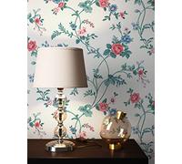 NEWROOM Papel pintado Blanco Flores Tejido no Tejido - Vintage Azul Rojo Flores Pradera Romántico