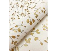 Newroom papel pintado blanco oro ramas floral dormitorio | brillo metálico dorado, relieve tipo estuco, diseño floral, no tejido, estilo bohemio, salón y comedor