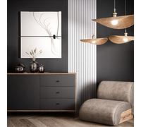 NEWROOM Papel pintado Blanco Panel Tejido no Tejido - Escandinavo Gris Madera Listones Moderno