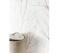 Newroom Papel pintado Blanco Ramas Tejido no Tejido - Floral Oro Rosa Ramas Romántico