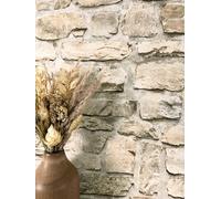 NEWROOM Papel pintado Crema Piedra Natural Tejido no Tejido - Moderno Beige Blanco Ladrillo Clinker Óptica 3D