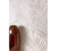 NEWROOM Papel pintado Crema Selva Tejido no Tejido - Moderno Blanco Palmeras Hojas Tropical