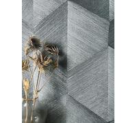 NEWROOM Papel pintado Gris 3D Tejido no Tejido - Moderno Antracita Plata Rombo Línea Gráfico