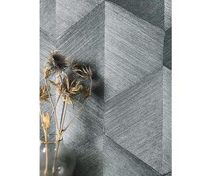 Newroom papel pintado gris antracita 3D geométrico salón | rombos con relieve tridimensional, brillo discreto, papel tnt dormitorio, decoración de pared para recibidor y oficina