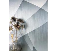 NEWROOM Papel pintado Gris Gráfico Tejido no Tejido - Moderno Plata Metálico Línea Estructura